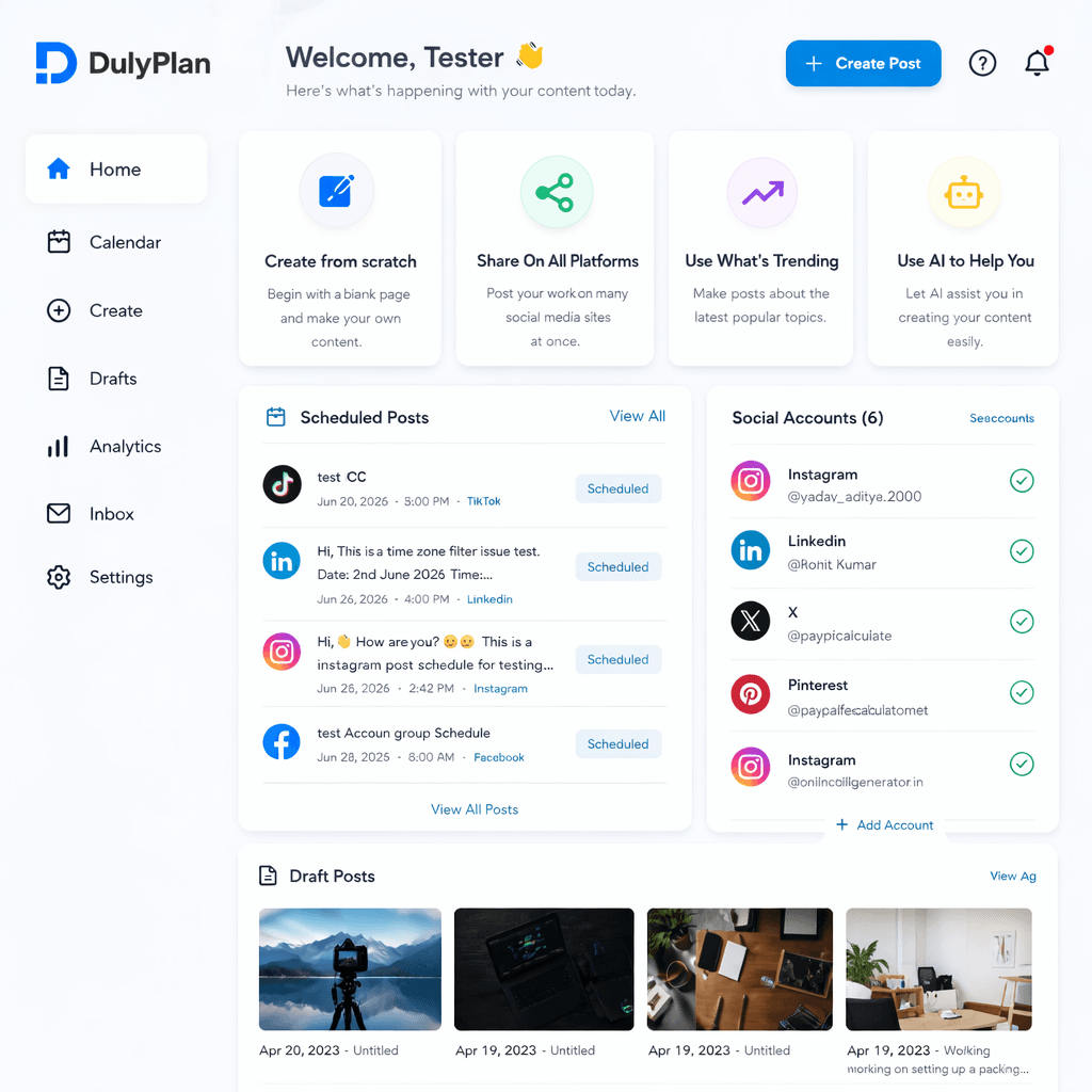 Dashboard & Content Creation